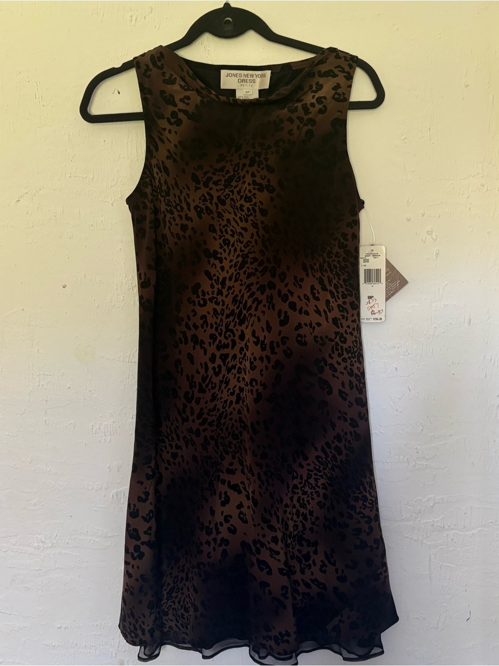 NWT VTG Jones New York Silk leopard print cowl neck sleeveless cocktail dress